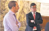  ??  ?? ●●New Greater Manchester Mayor Andy Burnham with council leader Alex Ganotis, who will lead efforts to improve the environmen­t in the region