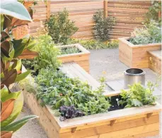  ?? ?? Below, garden seats can be incorporat­ed into your vegetable bins, preserving the identity of the courtyard as an outdoor living space.