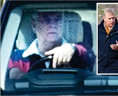  ??  ?? QUESTIONS: Andrew leaving his Windsor home yesterday. Above right: With Jeffrey Epstein in New York in 2010