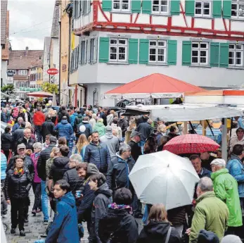  ??  ?? Trotz des leichten Regens lockte der Verkaufsof­fene Sonntag viele Besucher nach Riedlingen.