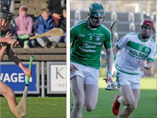  ??  ?? Naomh Eanna’s Jack Cullen is chased by Shamrocks forward Adrian Mullen.