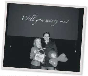  ??  ?? Gareth and Emily at the cinema after he proposed