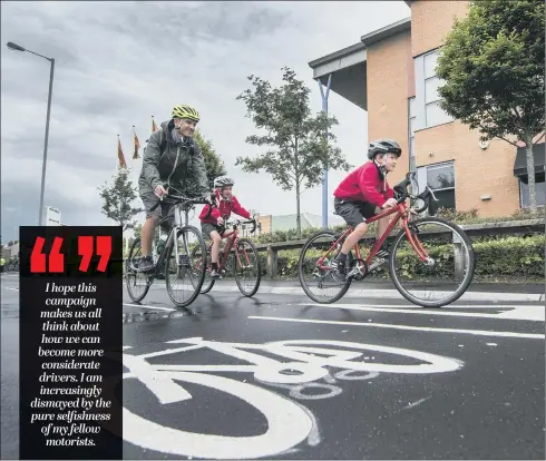  ?? PICTURE: JAMES HARDISTY ?? ROAD AWARENESS: Cycling UK is campaignin­g for drivers to be taught the ‘Dutch reach’ technique to prevent injury to passing cyclists from open car doors.