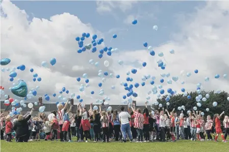  ??  ?? A balloon release in memory of Bradley Lowery.