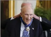  ?? J. SCOTT APPLEWHITE — THE ASSOCIATED PRESS ?? Former Sen. Alan Simpson from Wyoming beams as he is given his Medal of Freedom at the White House.
