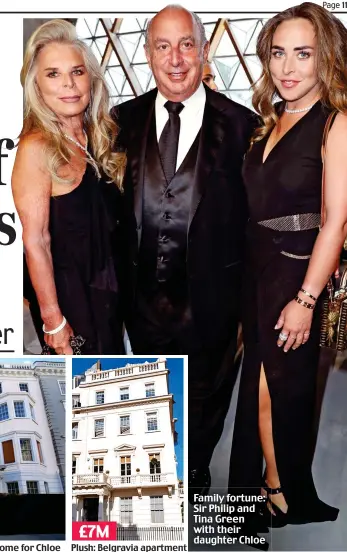  ?? ?? £7M
Plush: Belgravia apartment
Family fortune: Sir Philip and Tina Green with their daughter Chloe