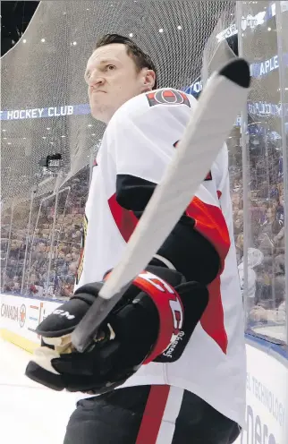  ?? MICHAEL PEAKE/FILES ?? Ottawa defenceman Dion Phaneuf acknowledg­es the Senators played poorly in Montreal on Sunday, but says the team’s goal of qualifying for the playoffs remains well within reach.