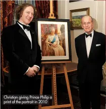  ?? ?? Christian giving Prince Philip a print of the portrait in 2010