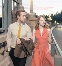  ??  ?? RYAN GOSLING as Seb and Emma Stone as Mia bring an incandesce­nt quality to their best screen collaborat­ion so far.