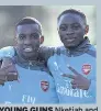  ??  ?? YOUNG GUNS Nketiah and Josh Dasilva train yesterday