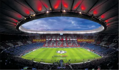  ?? ?? El Cívitas Metropolit­ano, lleno hasta la bandera antes del Atlético-Manchester City de la pasada Champions.