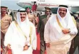  ?? AFP ?? Qatar’s previous Emir Shaikh Hamad Bin Khalifa Al Thani with Bahrain King Shaikh Hamad Bin Eisa Al Khalifa in Doha in 2001.