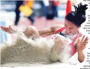  ??  ?? The Philippine­s’ Marestella Torres-Sunang settles for the bronze medal in women’s long jump in the Southeast Asian Games in Kuala Lumpur, Malaysia. (Ali Vicoy/Canon EOS 1DX)