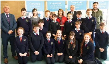  ?? Ballyduff National School pupils receiving their prize for emerging as the teamwork champions of the robotics competitio­n. Photo by Joe Hanley ??