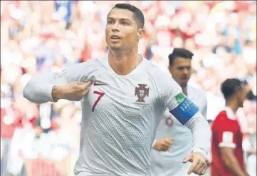  ?? AFP ?? Wednesday’s strike took Cristiano Ronaldo’s tally to seven goals spread across four editions of the World Cup finals.