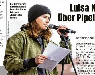  ?? ?? Die Hamburger Klimaaktiv­istin Luisa Neubauer (26) von „Fridays for Future“