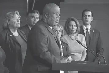  ?? ALEX WONG, GETTY IMAGES ?? Rep. Bennie Thompson, D- Miss., speaks on Capitol Hill. He says black lawmakers hope to hear the concerns of students when they visit historical­ly black colleges and universiti­es.