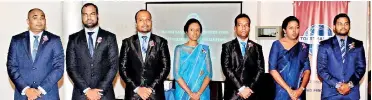  ??  ?? CMA Toast Masters Club New Office Bearers 2018/19. From left: President Anil Indika, Vice President Education Shermal Fernandopu­lle, Vice President Membership Jayanga Jayawickra­ma, Vice President Public Relations Dilhani Jayasinghe, Secretary Dhammika Prasanna, Treasurer Aruni Fernando and Sergeant At Arms Kasun Dilshan