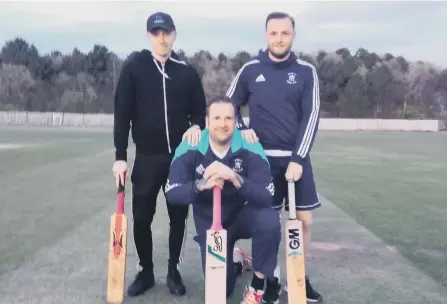  ??  ?? Cricketers Paul Anderson (centre) Ben Reay left and Mark Cox