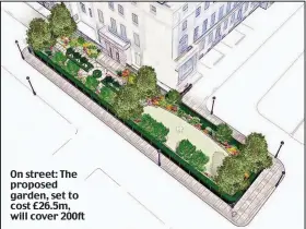  ??  ?? On street: The proposed garden, set to cost £26.5m, will cover 200ft