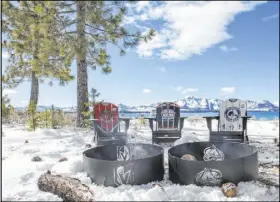  ?? Heidi Fang Las Vegas Review-Journal @HeidiFang ?? Logos of the Golden Knights and Avalanche marked Adirondack chairs and fire pits near the Edgewood Tahoe Resort’s outdoor rink off Lake Tahoe for Saturday’s game.