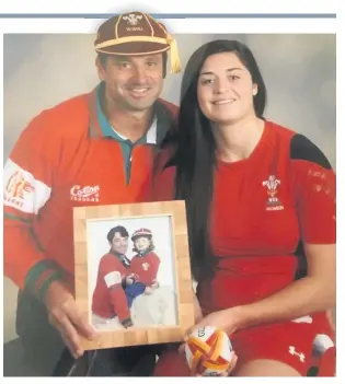  ??  ?? Wales Women fly-half Robyn Wilkins pictured with her father Gwilym