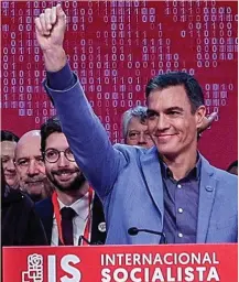  ?? ?? El presidente del Gobierno, Pedro Sánchez, ayer en el Congreso de la Internacio­nal Socialista, celebrado este fin de semana en Madrid.