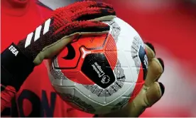  ?? Photograph: Lee Smith/Action Images via Reuters ?? Manchester United’s David de Gea warms up for match with Watford in February, before the coronaviru­s pandemic led to the profession­al football season shutting down.