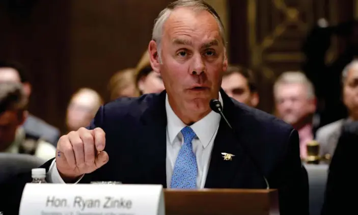  ?? Photograph: Yuri Gripas/Reuters ?? Ryan Zinke stepped down from his role as interior secretary in Trump administra­tion in December 2018 after a series of scandals.