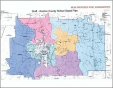  ?? Contribute­d ?? Map of Gordon County BOE’s future posts.