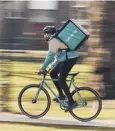  ??  ?? 0 On your bike: Deliveroo now offering service on UK beaches