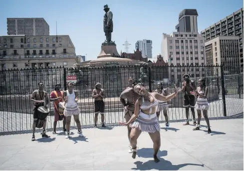  ?? Picture: Jacques Nelles ?? Traditiona­l dancers are seen during the opening of the revamped Church Square precinct yesterday in Pretoria.