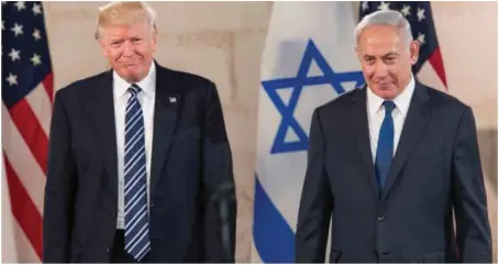  ??  ?? US president Donald Trump and Israeli Prime Minister Benjamin Netanyahu in Jerusalem...recently