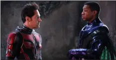  ?? PROVIDED BY MARVEL STUDIOS ?? Paul Rudd (left) plays Ant-man and Jonathan Majors plays Kang in the 31st MCU movie, “Ant-man and the Wasp: Quantumani­a.”