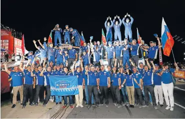  ??  ?? The Kamaz-master team celebratin­g their first and third places on this year’s Dakar.