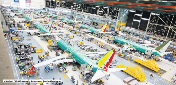  ??  ?? &gt;Boeing’s 737-800 factory in Renton, near Seattle, Washington