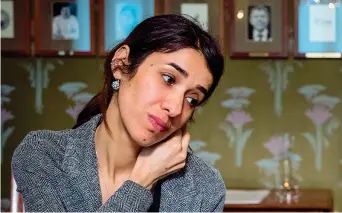  ??  ?? Nadia Murad, 25 anni, è un’attivista per i diritti umani irachena yazida. Le è stato assegnato il Nobel per la pace