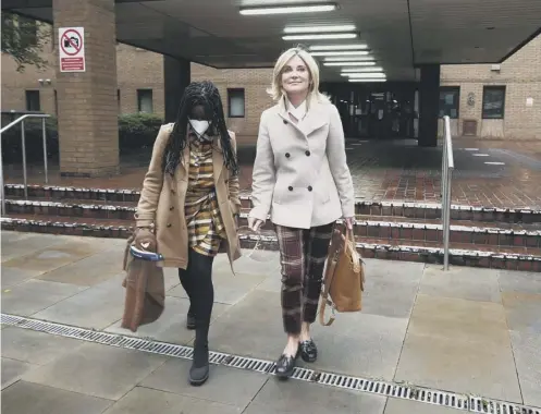  ??  ?? 0 Former Blue Peter presenters Diane-louise Jordan, left, and Anthea Turner leave court after giving evidence. PICTURE: YUI MOK/ PA