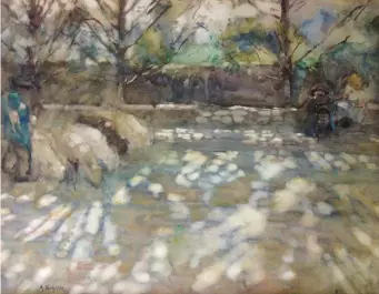  ??  ?? Alice Schille (1869-1955), Sun Spots on the Road, ca. 1911. Watercolor, 18 x 23 in. Private Collection, Courtesy of Keny Galleries, Columbus, Ohio.