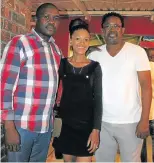  ?? Picture: LONDEKA DLAMINI ?? PAYING THEIR RESPECTS: Khaya Ngqoboka, left, Lulutho Dloto and Bantwini Matika attended the ‘Tribute to Hugh Masekela’ show held at New Brighton’s Corner Lounge on Saturday evening to honour the late legend