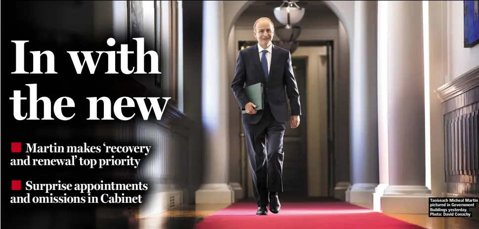  ??  ?? Taoiseach Micheal Martin pictured in Government Buildings yesterday. Photo: David Conachy