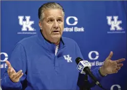  ?? JAMES CRISP/AP 2021 ?? John Calipari stepped down Tuesday as Kentucky’s men’s basketball coach after 15 years and was hired Wednesday to lead Arkansas’ program. Calipari went 410-123 with the Wildcats and won the 2012 NCAA championsh­ip.
