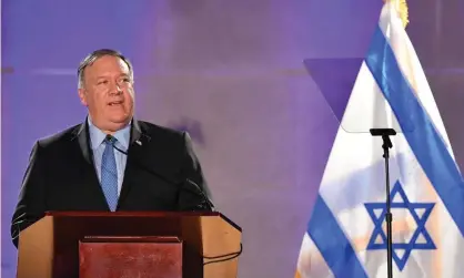  ??  ?? Mike Pompeo marking Israel’s independen­ce day celebratio­ns last year. Photograph: Mandel Ngan/AFP via Getty Images