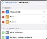  ??  ?? Sie können die Reihenfolg­e der Elemente im Kontrollze­ntrum in den Systemeins­tellungen festlegen.