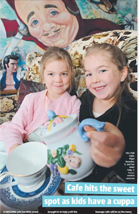  ?? Picture: ANDREW HENSHAW ?? TEA FOR TWO: Piper Nuredini, 5, and her sister Tully, 7.