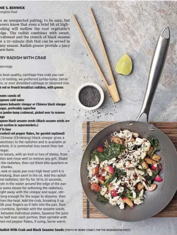  ?? [PHOTO BY RENEE COMET, FOR THE WASHINGTON POST] ?? Stir-Fry Radish With Crab and Black Sesame Seeds