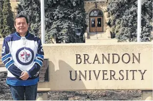  ?? SUBMITTED PHOTO ?? Joseph Maud, a member of Scownan First Nation and a former Brandon University student, returned recently to recall his 10-day walk from Brandon to Winnipeg 20 years ago to draw attention to Sixties Scoop survivors.