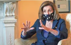  ?? JACK GRUBER/USA TODAY ?? House Speaker Nancy Pelosi tells USA TODAY she would support retractabl­e fencing around the Capitol.
