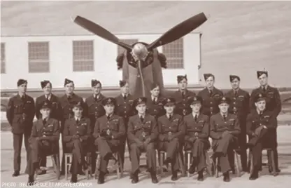  ?? PHOTO : BIBLIOTHÈQ­UE ET ARCHIVES CANADA ?? Les membres du 110e Escadron de l’Aviation royale canadienne se sont installés à Bagotville en 1942 pour défendre le Saguenay et sa production d’aluminium.