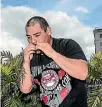  ??  ?? Mexican boxer Andy Ruiz works out on the rooftop of his Auckland hotel ahead of his heavyweigh­t title fight with Joseph Parker.